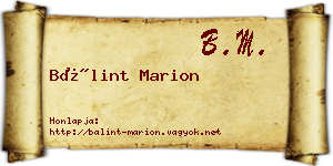 Bálint Marion névjegykártya