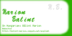 marion balint business card